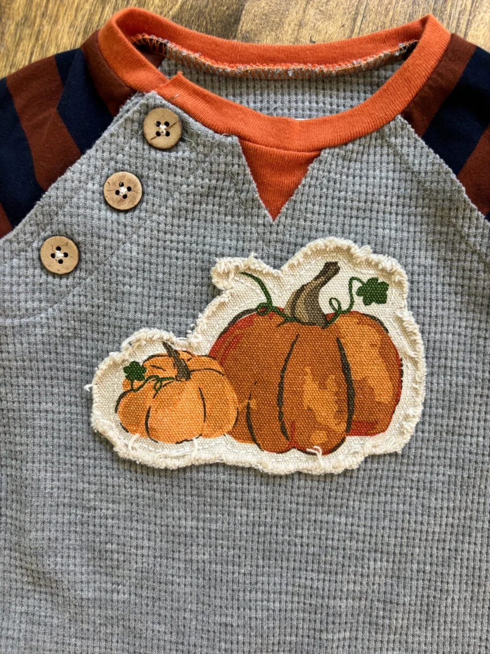 Baby Fall Pumpkin Thermal One Piece Outfit